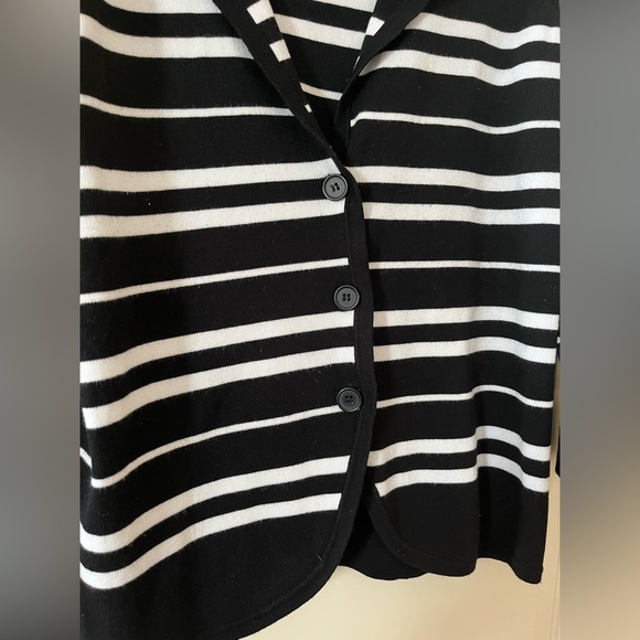 Roz & Ali Black and White Striped Button Down Cardigan Women’s Size Large - Picture 10 of 12